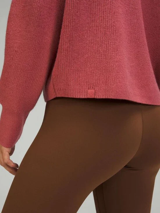 Lululemon Merino Wool-Blend Ribbed Turtleneck Sweater Brier Rose Size 14 - Picture 4 of 11